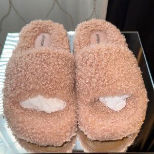 Jeffrey Campbell Blush Curl Fuzzy Slide Sandals